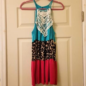 Heimish USA Colorblock Lace Detail Tunic Tank